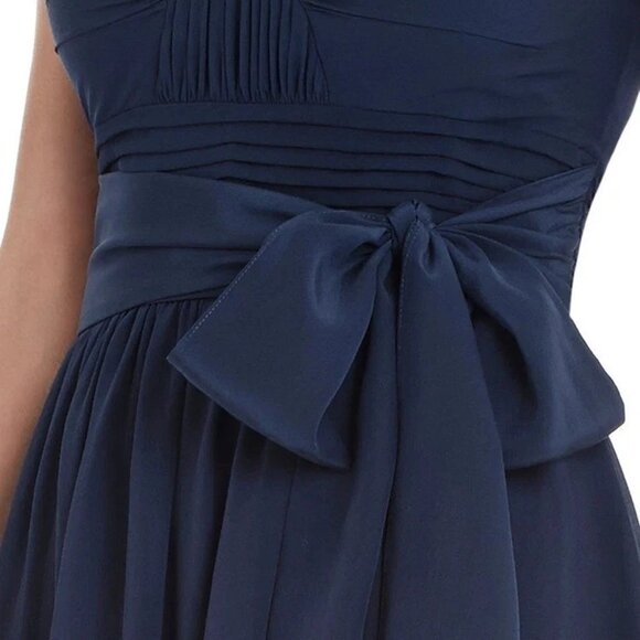 BCBG MAXAZRIA Dk. Navy 100% Silk Illusion Neckline Cocktail Dress Sz-10 NWT $338 - Picture 4 of 5
